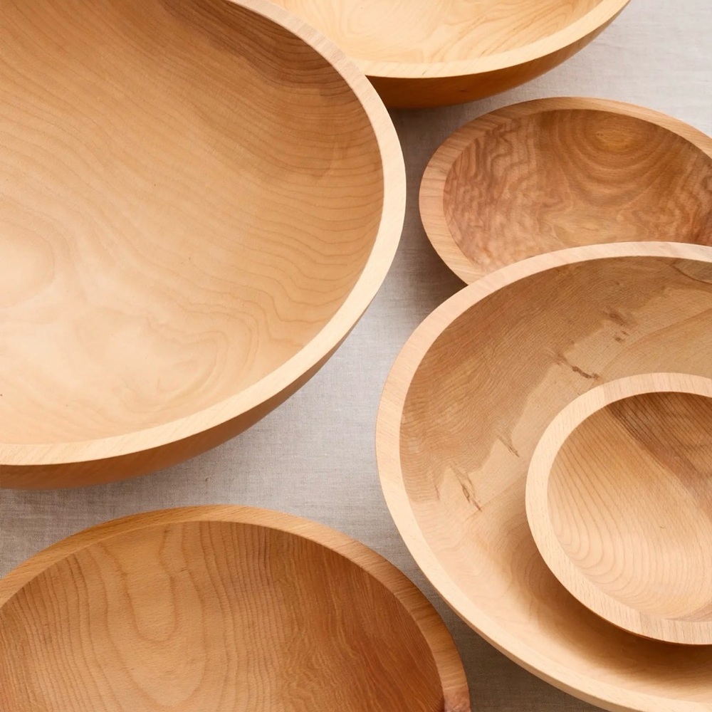 Quince Handcrafted Wooden Bowls Set of 4 in 9”